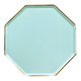 Load image into Gallery viewer, Green Octagon Gold Rimmed Edge Paper Plates (Semi-Large)