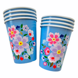Load image into Gallery viewer, Blue Floral Paper Cups