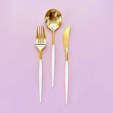 Load image into Gallery viewer, Gold and White Nordic Cutlery (1pax/pack)