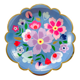 Load image into Gallery viewer, Blue Floral Paper Plates