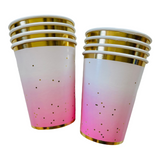 Load image into Gallery viewer, Pink Ombre Gold Rimmed Edge Paper Cups